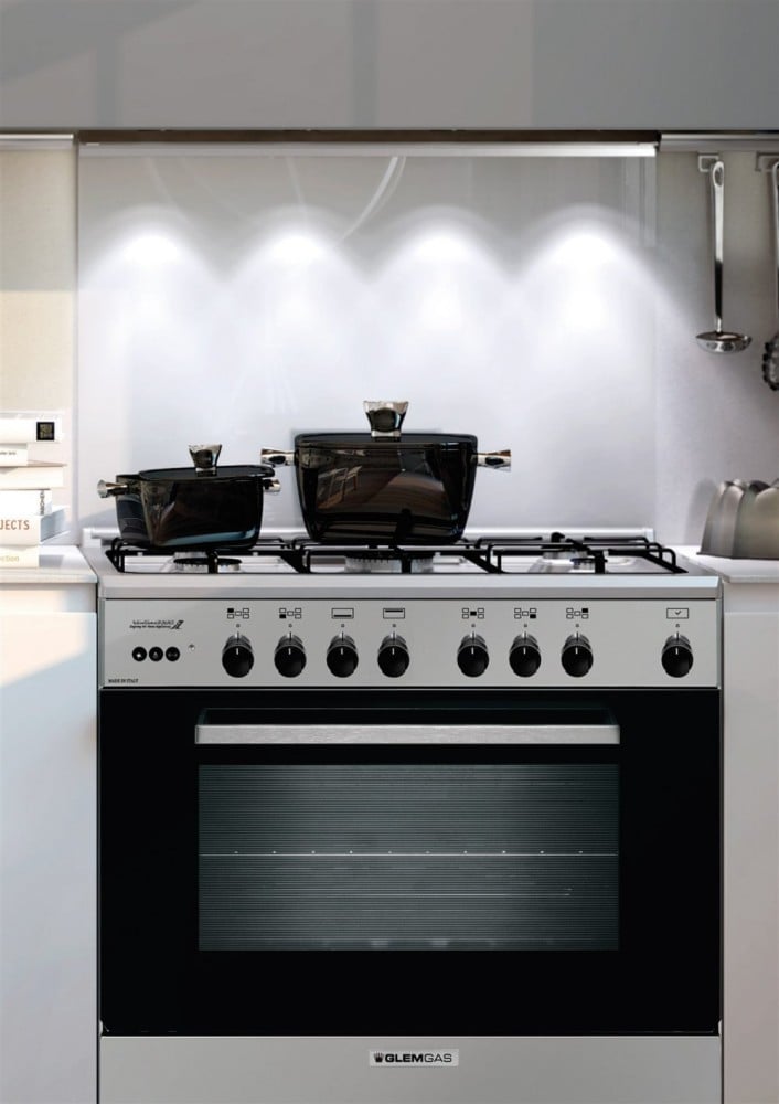 103847 - فرن جليم غاز 50*80، 5 شعلات، أمان تام ـ أستيل موديل AL857GIFS