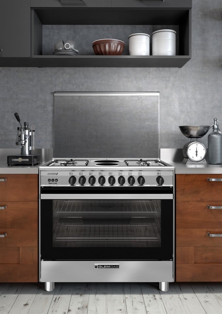 103855 - فرن جليم غاز (غاز&كهرباء) 60*90، 6 شعلات، أمان تام ـ أستيل موديل SE966GIFS