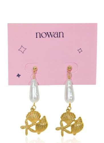 أقراط اللولو مع تشارم مجموعة البحر، ذهبي ضد الصدأ