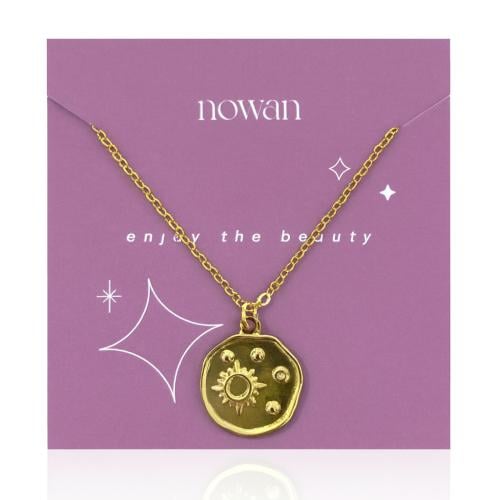 سلسال الشمس والكواكب الذهبي | Golden sun with planets necklace