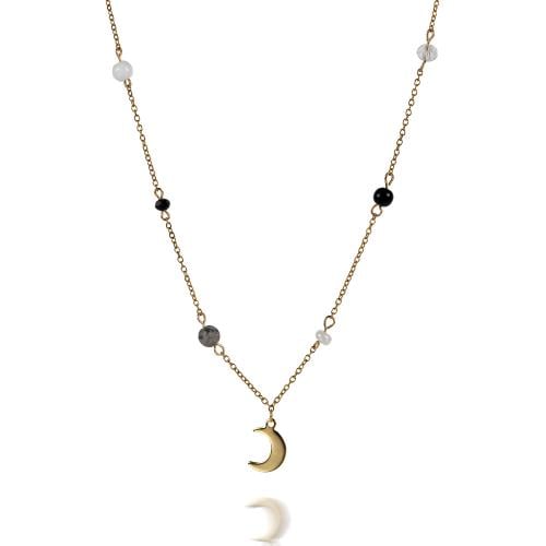 عقد الأقمار مع الهلال بالنصف ذهبي | Moons necklace