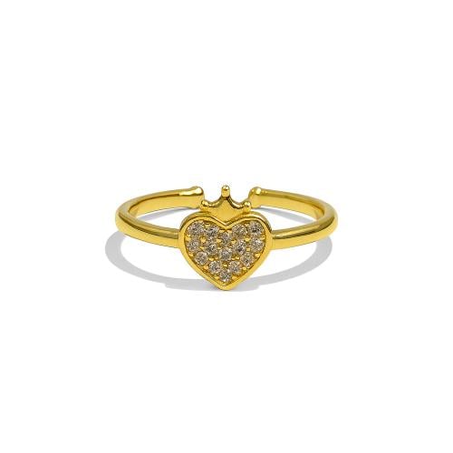 خاتم القلب مع التاج مطلي ذهب عيار 18