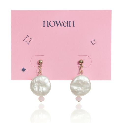 أقراط اللولو مع الكريستال الوردي، ضد الصدأ