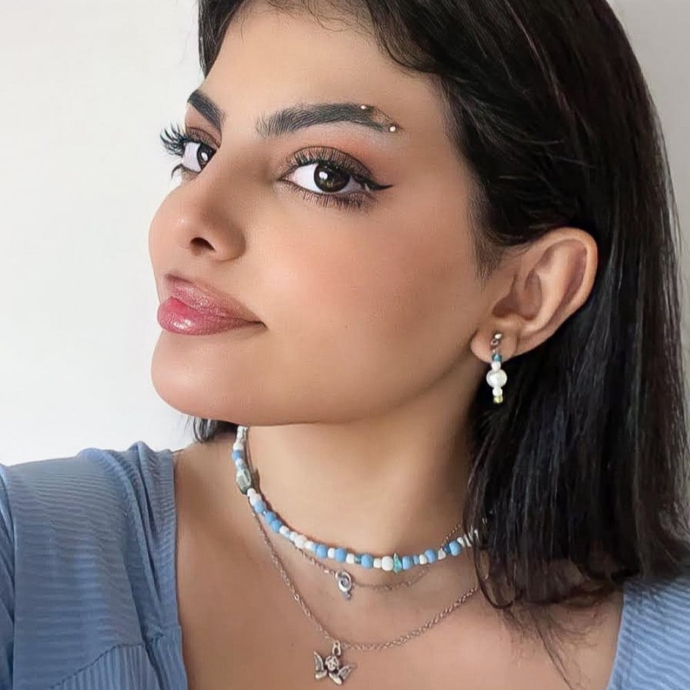 حلق ذهبي مع خرز ولولو | Gold earrings with pearl and beads