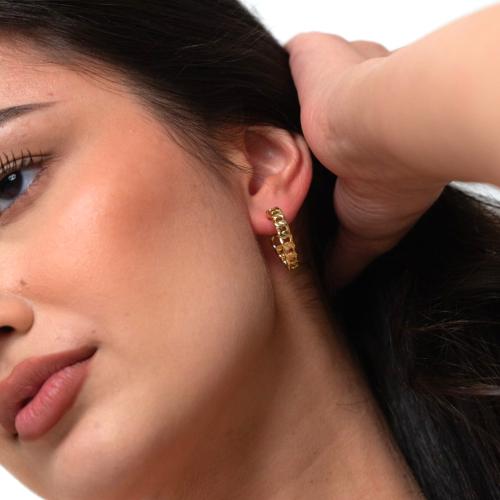 أقراط هوبز بشكل سلسلة ذهبية مطلي ذهب عيار 18 | Gold plated 18k hoops chain earrings