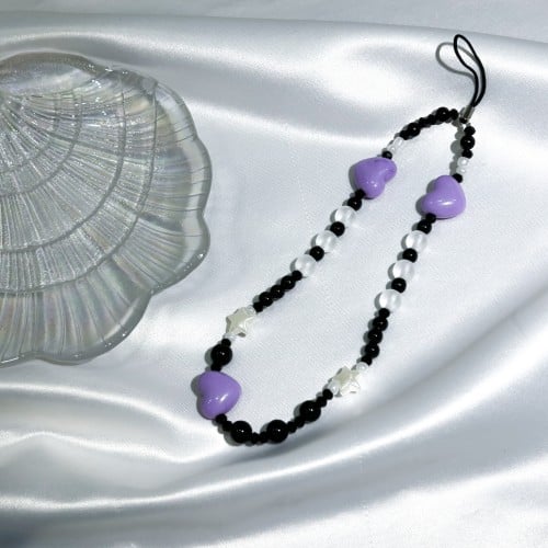 سلسلة جوال أسود وبنفسجي | Phone strap black and purple