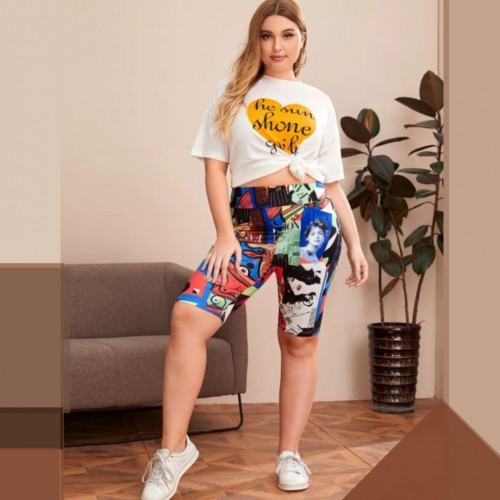 سروال قصير نسائي رياضي بتصميم فن البوب وبخصر عريض