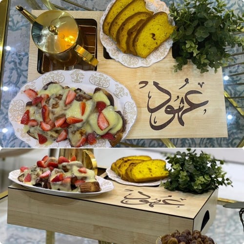 منقل خشب بالاسم مع استاند شمعه للابريق