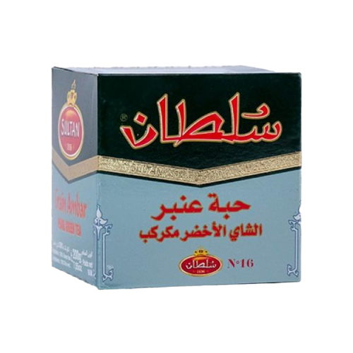 شاي سلطان حبة عنبر - الشاي الأخضر مكركب 200 غرام