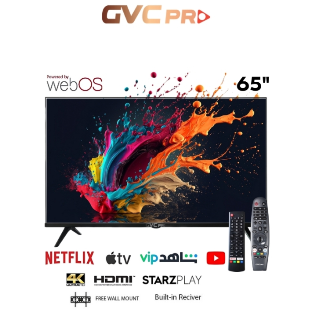 شاشة GVC PRO 65 بوصة 4K UHD سمارت بنظام WebOS – جودة عالية وتجربة ترفيه ذكية