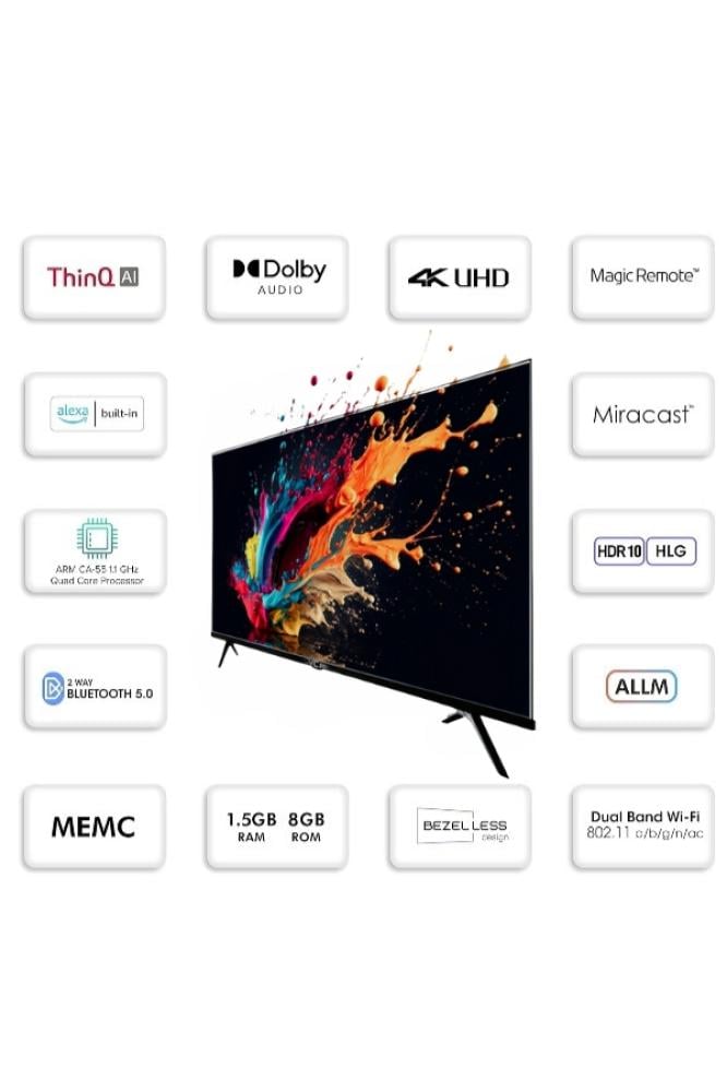 شاشة GVC PRO 65 بوصة 4K UHD سمارت بنظام WebOS – جودة عالية وتجربة ترفيه ذكية