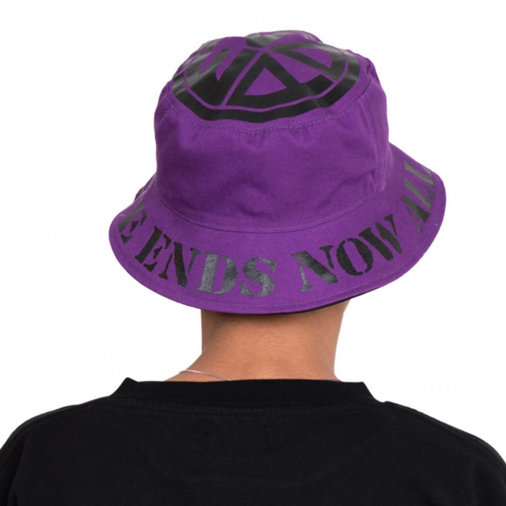 black and purple bucket hat