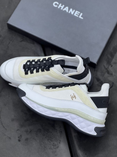 CHANEL SS2022 white nylon & suede sneakers
