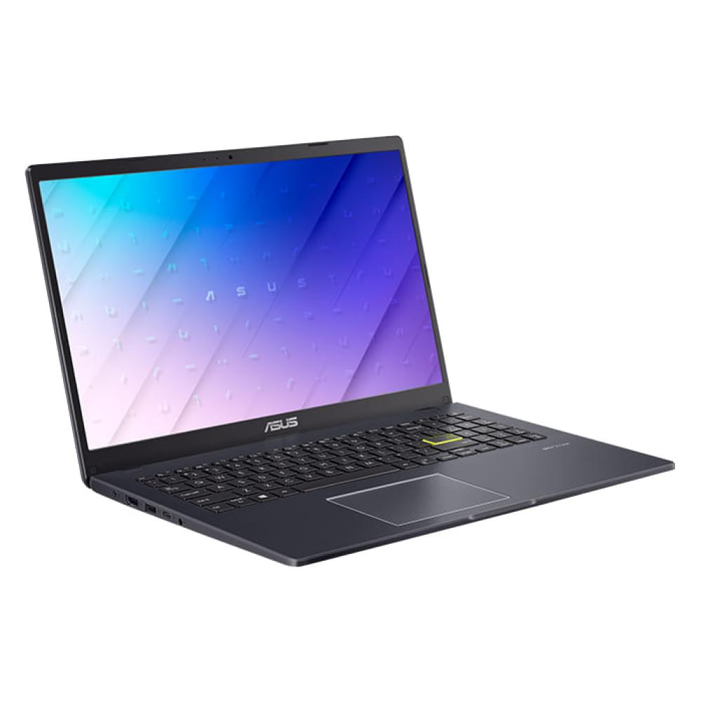 لاب توب  ASUS E510M بمعالج إنتل سيليرون N4020، وذاكرة وصول عشوائي 4 جيجابايت، ومحرك أقراص SSD M.2 سعة 256 جيجابايت، وبطاقة رسومات إنتل UHD Graphics 600، وشاشة عالية الدقة مقاس 15.6 بوصة بدقة 1366x768، ونظام تشغيل فري دوس - أسود