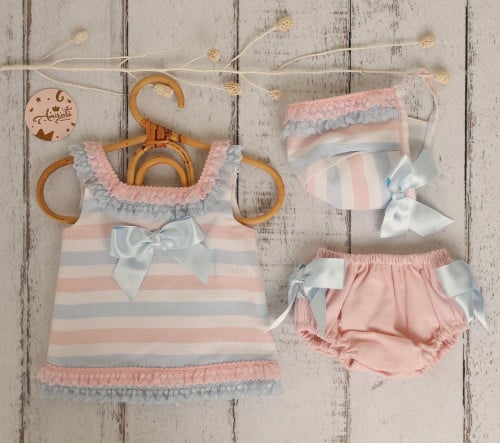 طقم مواليد  وردي وسماوي 3 قطع