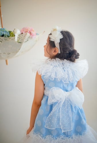 فستان سماوي جاكار مع اورقنزا