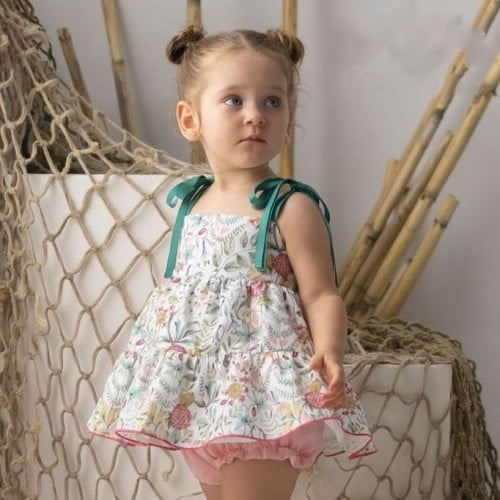 فستان صيفي بشرائط على الكتف للمواليد