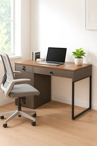 مكتب رمادي بني