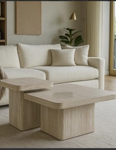 طقم طاولات خشب بيج