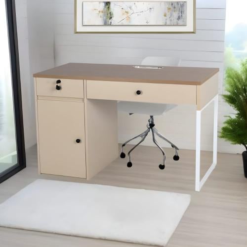 مكتب ابيض خشبي