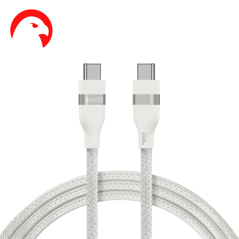 كيبل شاحن انكر  تايب سي 240 واط بطول 0.9 سم - ابيض