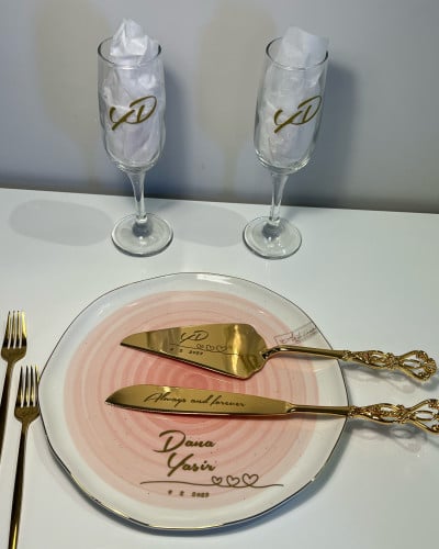 طقم ملكة ذهبي وبنك 7 قطع