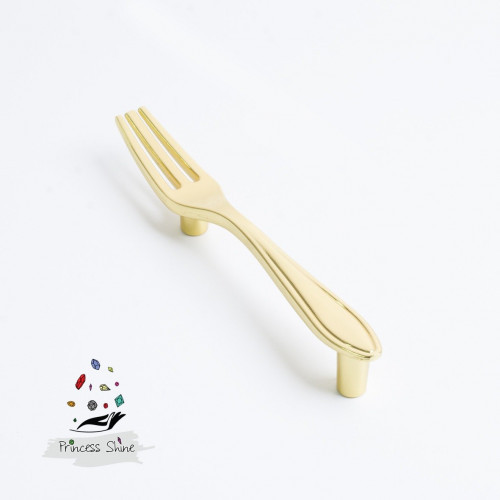 218 - مقبض بشكل شوكة لون ( ذهبي ) - قطعتين