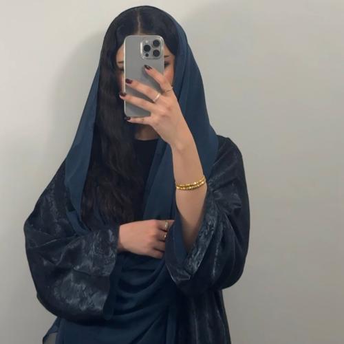 عبايه(N56)دبل فيس فيروزي لمعه و ساده