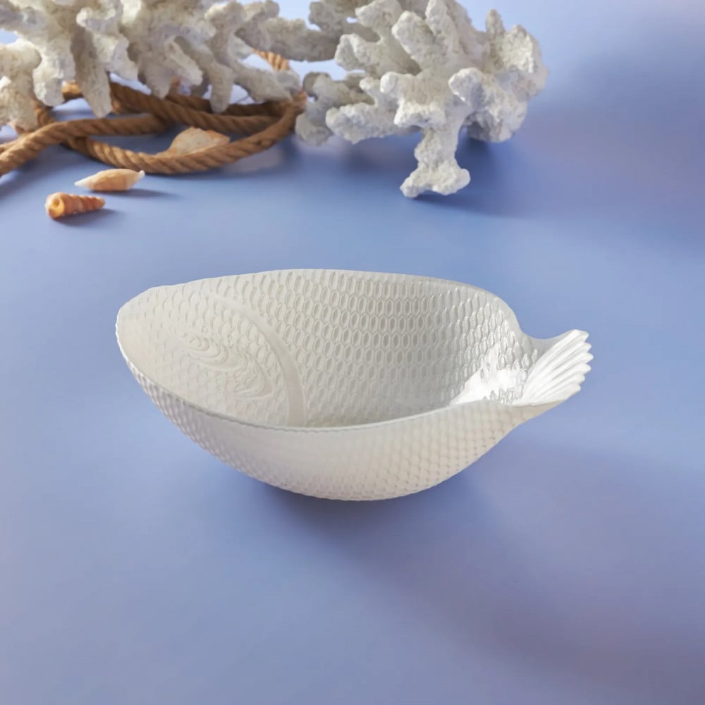 طاسة زجاجية فاخرة Aqua Marine Fish أبيض