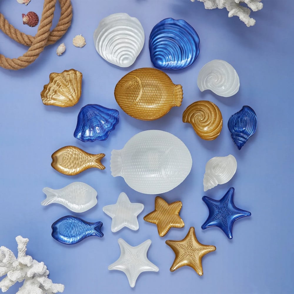 طاسة زجاجية فاخرة Aqua Marine Fish أبيض