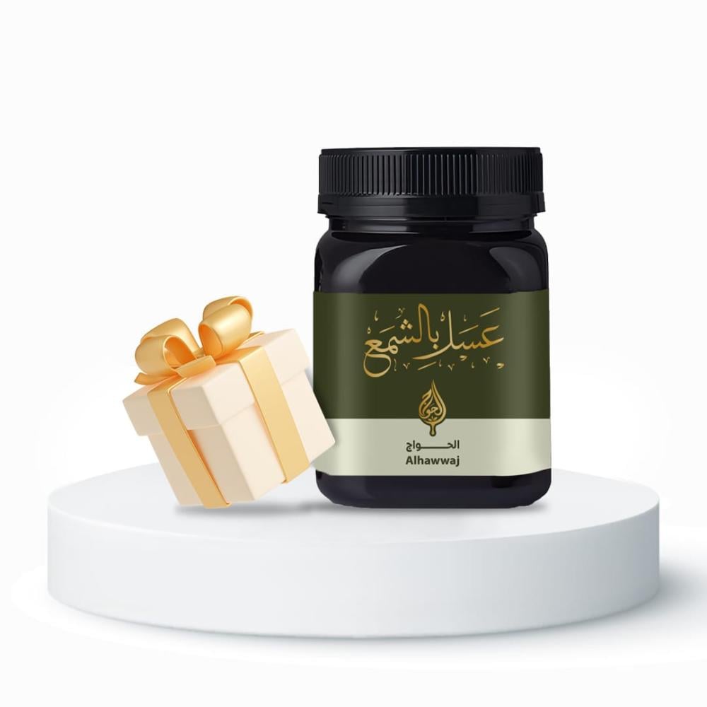 كيلو عسل بالشمع + هديتين ( جيك خليط الشتاء والعكبر )