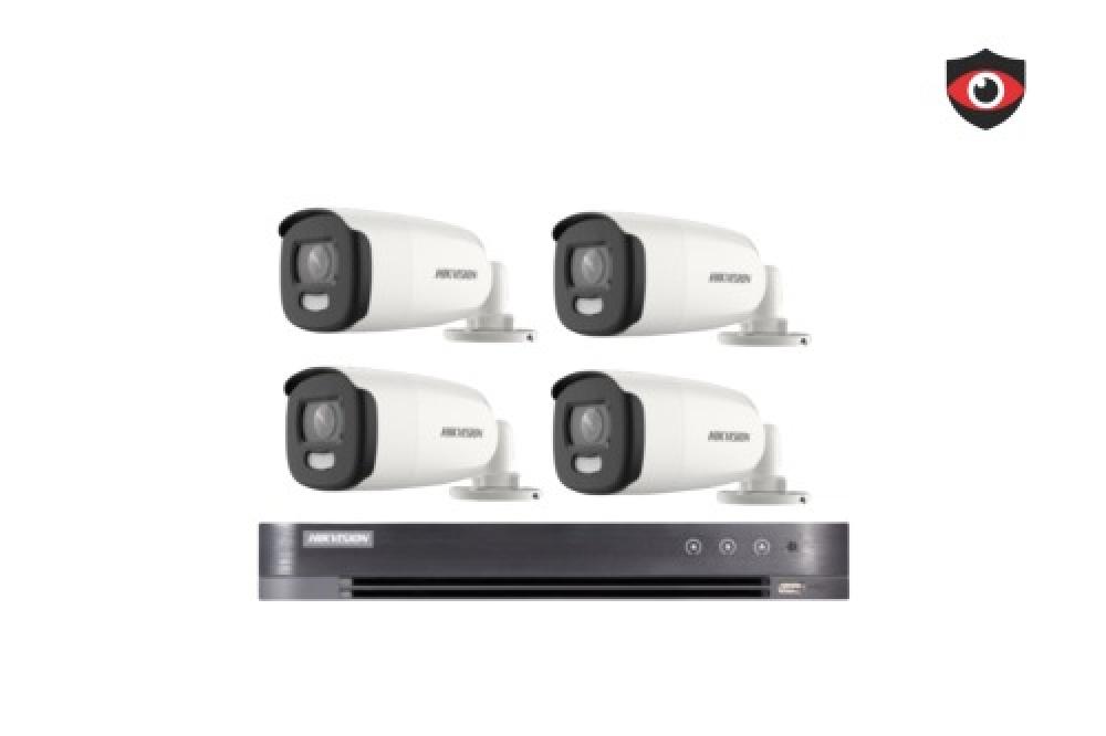 عدد 4 كاميرات 5 ميجـا  هيكفيجن- خارجية رؤية ليلية ملونة 20 متر مع جهاز تسجيل 4 قنوات (HD)