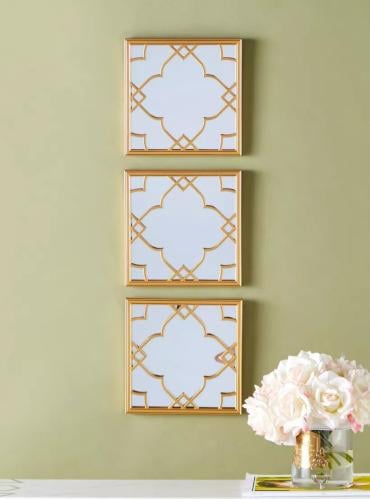 طقم مرآة حائط 3 قطع للديكور حجم 10x10 سم