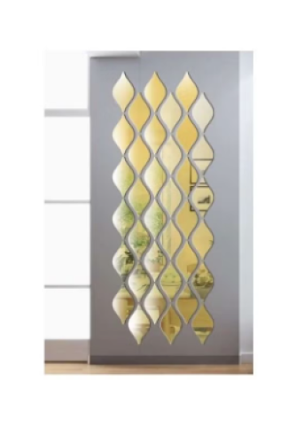ملصق حائط مرآة شكل هندسي 10 قطع