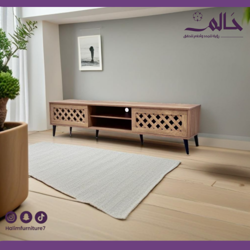 طاولة بلازما تلفزيون خشبية بنقشة أنيقة – 180 سم