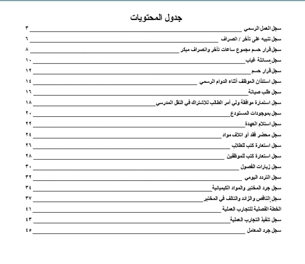 سجلات وكيل الشؤون المدرسية الواردة بالدليل الإجرائي