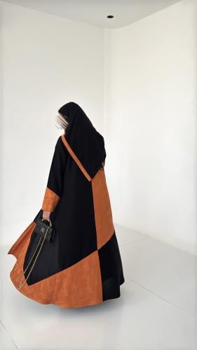 عباية كتان ( برتقالي ) #M021