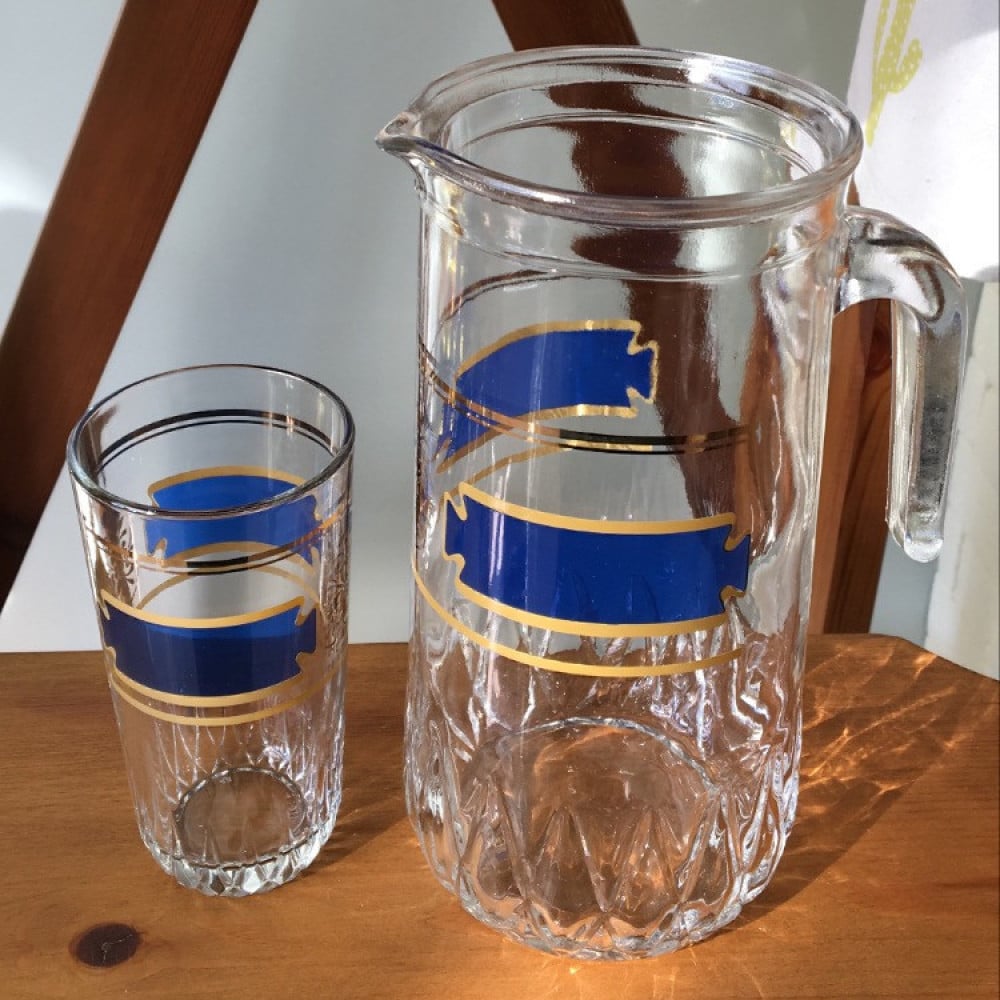 Glass Jug And Cup Set of 6