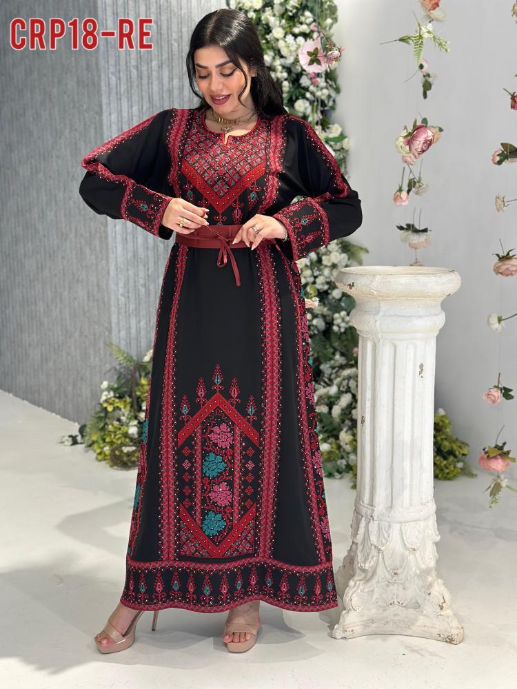 اسود تطريز احمر