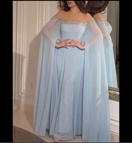 فستان سهرة نسائي مكشوف الكتفين ، خصر عالي مثير ، ح...