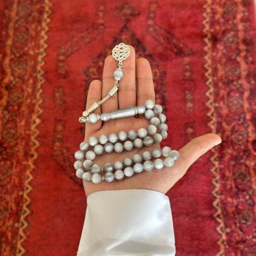 سبحة بكالايت ابيض معرق