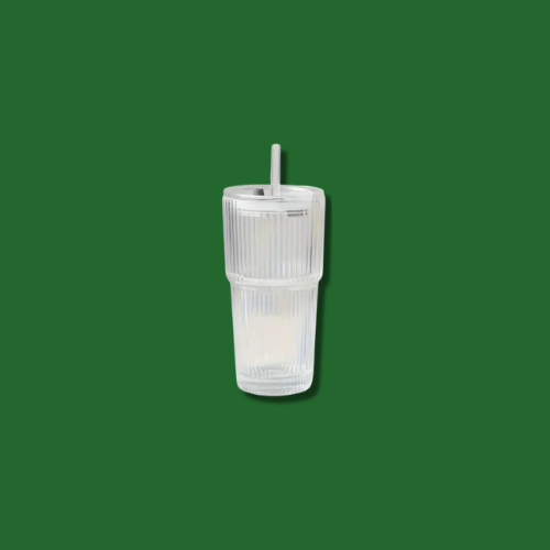 كاسة مع غطاء و مزاز | Glass with Lid and Straw 600...