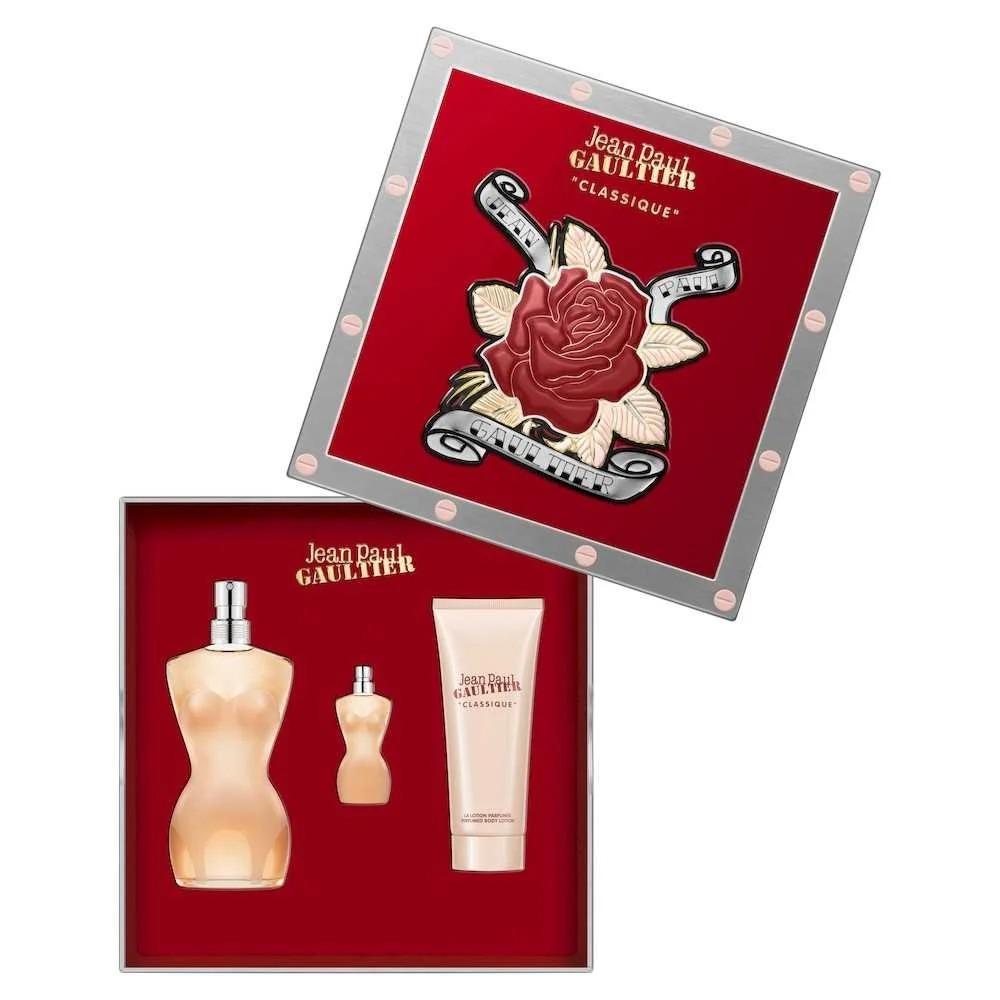 مجموعة عطر جان بول غولتير كلاسيك النسائي او دو تواليت عطر 100مل +عينة 6مل + لوشن 75مل