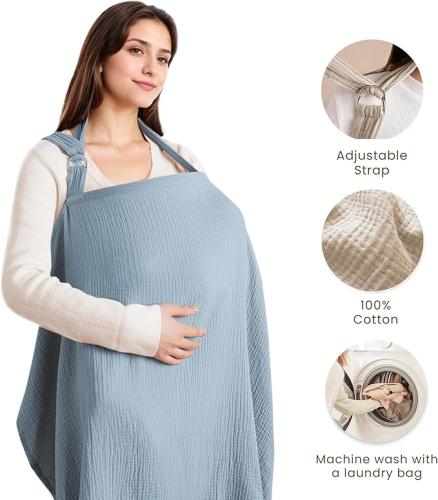 غطاء رضاعة موسلين للرضاعة الطبيعية جيد التهوية - القطن بنسبة 100%