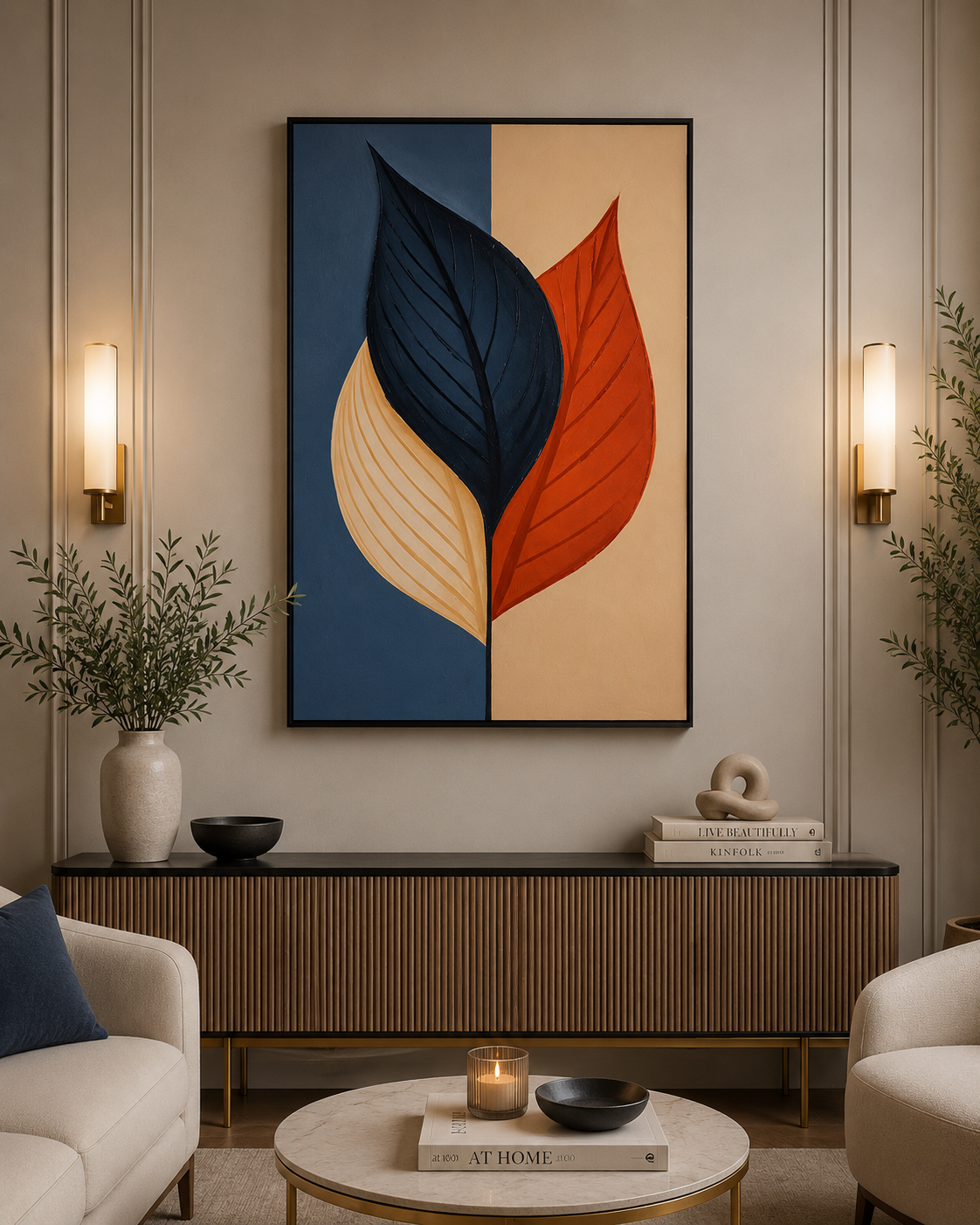 لوحة ديكور بإطار أسود مقاس 120 × 80 سم