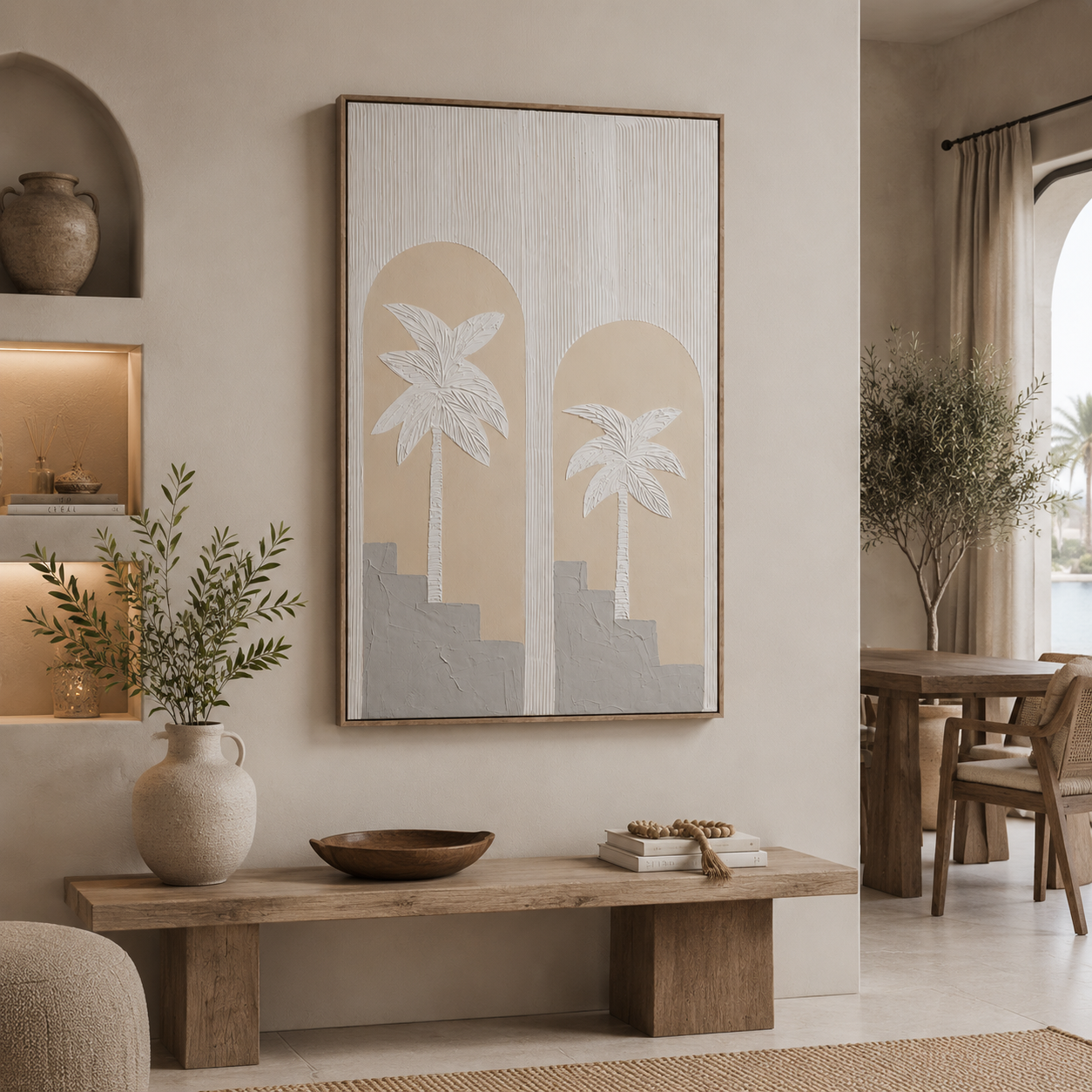 لوحة حائط بإطار بيج مقاس 120 × 80 سم