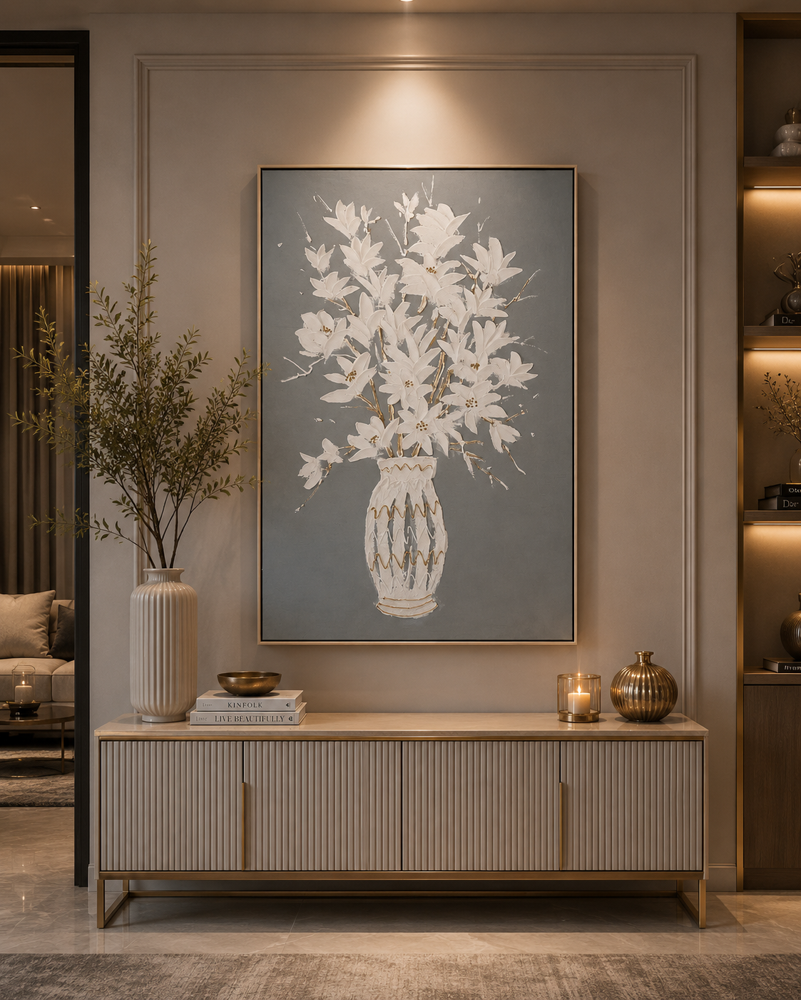 لوحة ديكور بإطار ذهبي مقاس 100 × 150 سم