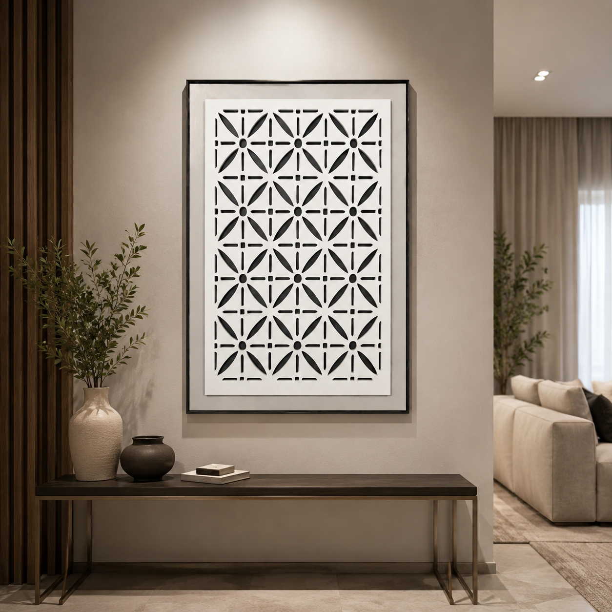 لوحة ديكور بإطار أسود مقاس 120 × 80 سم
