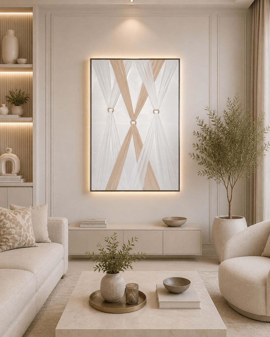 لوحة فنية راقية بإطار أسود مقاس 80 × 120 سم