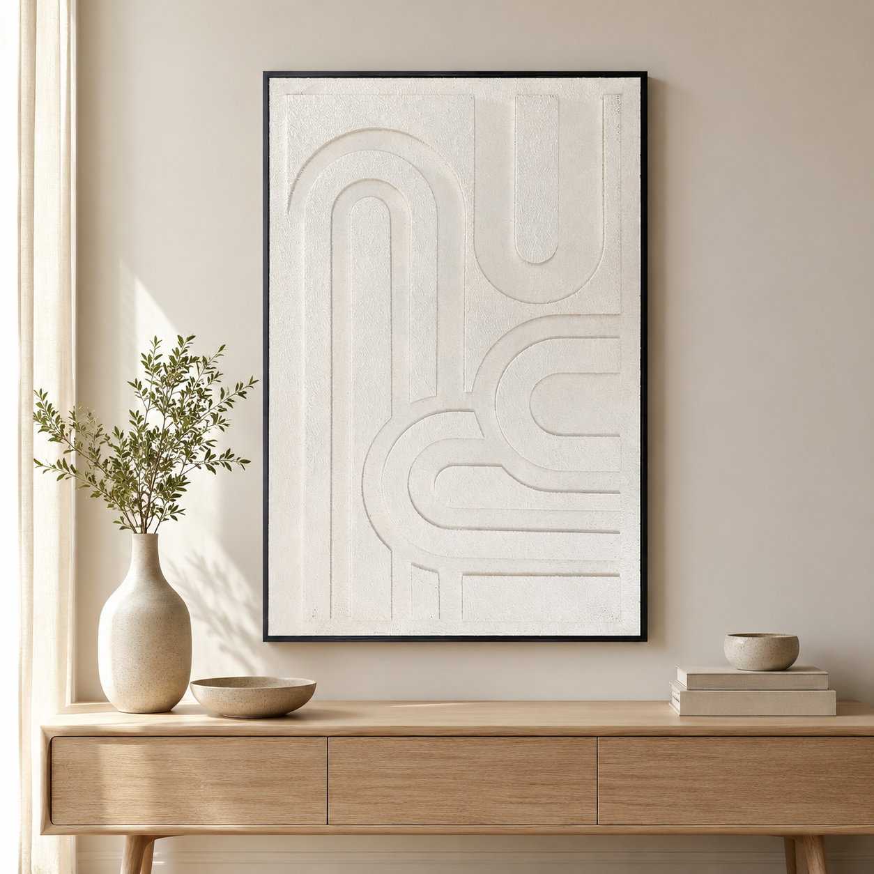 لوحة فنية بإطار أسود مقاس 80 × 120 سم
